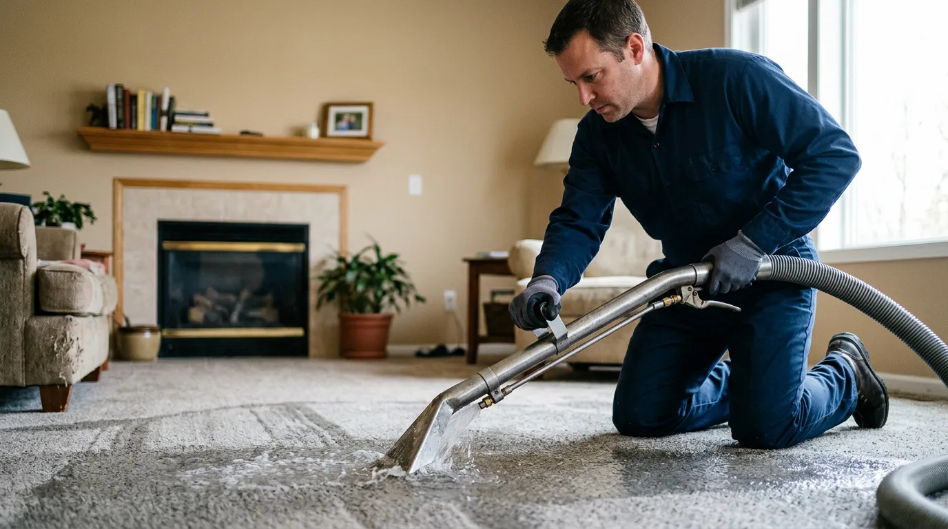 Water damage restoration technician working near Millington, NJ